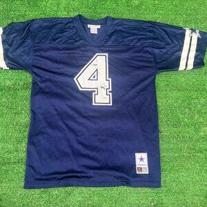 NFL Players Mens Blue Dak Prescott #4 Dallas Cowboys Authentic Jersey Size Large